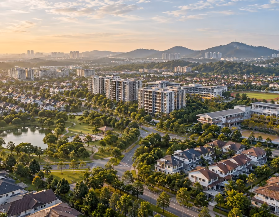 Aerial view of a green Malaysian township